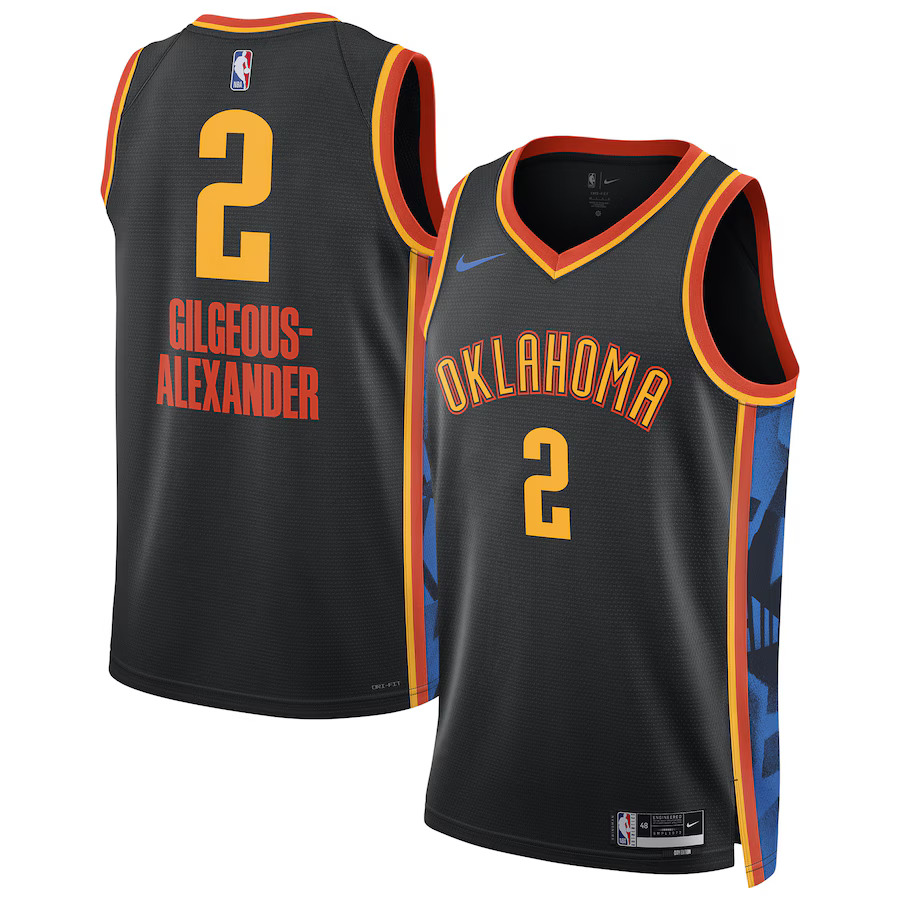 Men Oklahoma City Thunder #2 Shai Gilgeous-Alexander Nike Black City Edition 2024-25 Swingman Player NBA Jersey